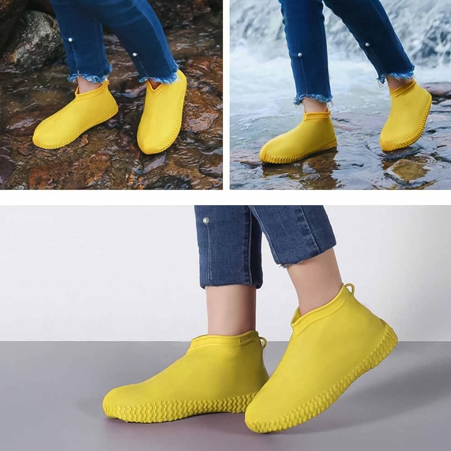 Yellow Non-Slip Silicone Rain Reusable Anti skid Waterproof Fordable Boot Shoe Cover (1 Pair ) Yellow Non-Slip Silicone Rain Reusable Anti skid Waterproof Fordable Boot Shoe Cover (1 Pair )
